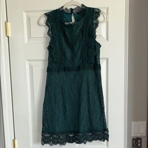 Lulu's Dark Green Lace Mini Dress